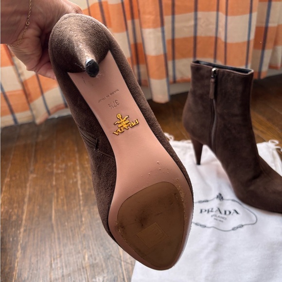Prada Brown Suede Booties 37.5 - Picture 3 of 6
